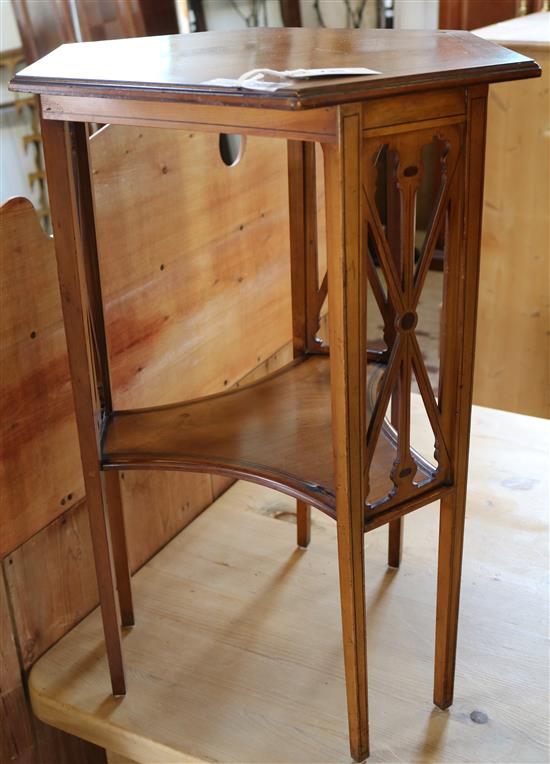 Edwardian satinwood two-tier hexagonal occasional table
